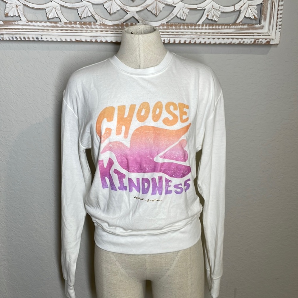 Spiritual Gangster White Sweater with Orange and Purple Design